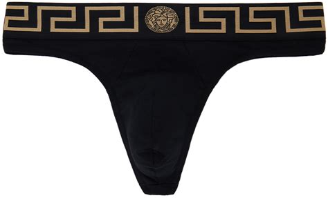 Black Greca Thong by Versace Underwear on Sale .